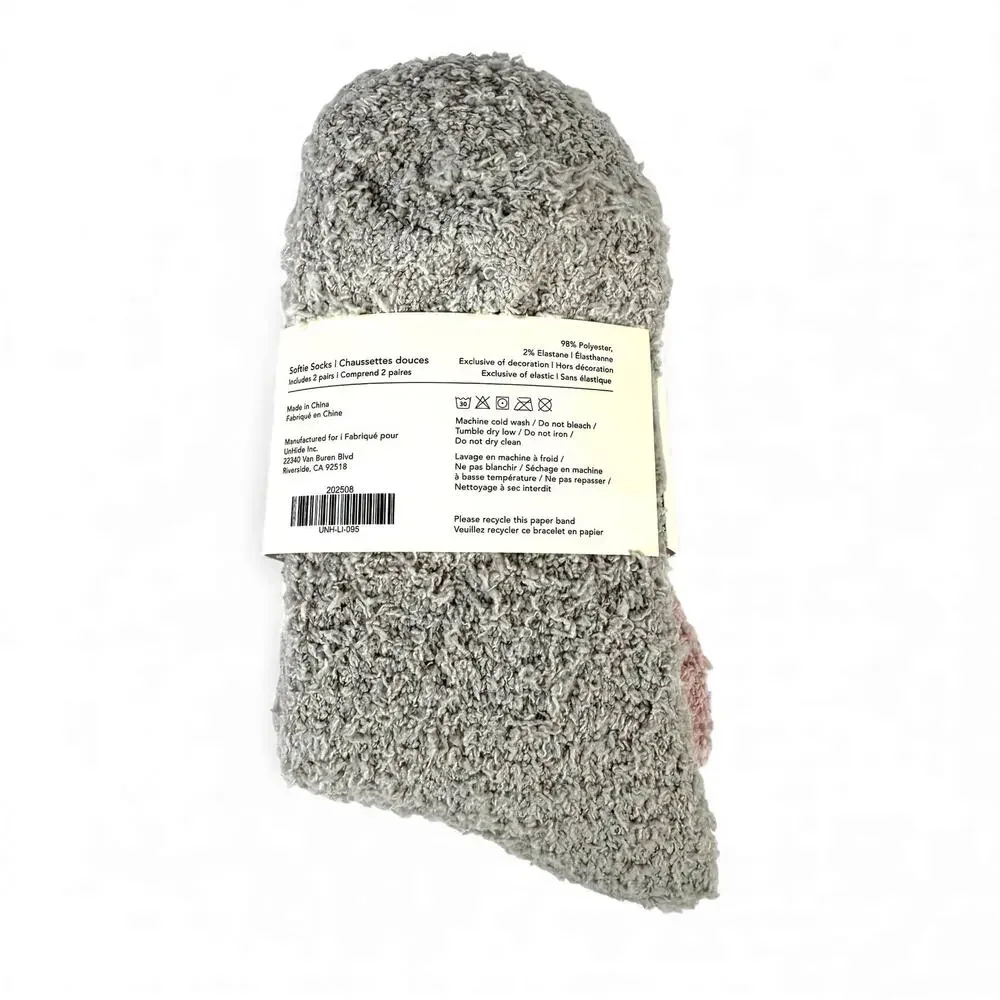 Unhide Softie Socks Rosy Baby and Greige Goose Fits Women's Size 6 to 9